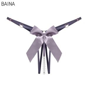 Culotte string en dentelle perlée blanche pour femmes, fille et papillon taille basse sexy avec nœud - Product Image 5