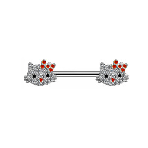 Nuovo 14G Crystal CZ Cat Cherry Barbell Tongue capezzolo <span class=keywords><strong>Piercing</strong></span> <span class=keywords><strong>gioielli</strong></span> bilanciere Body <span class=keywords><strong>Piercing</strong></span> acciaio chirurgico Evil Eye capezzolo anello - Product Image 4
