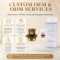 Bougies d'anniversaire en forme d'ours en peluche 3D, design ours brun sculpté pour une décoration de gâteau de fête adorable, OEM ODM personnalisé