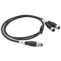 Connecteur de câble de type Y M12, prise mâle 8 broches vers deux connecteurs de câble femelles 5 broches A-Code, adaptateur répartiteur M12 surmoulé