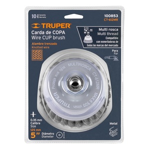 Truper CT-612MR 5 'cup Carder sottile filo intrecciato spazzolatura spazzolatura spazzola per la pulizia della tazza