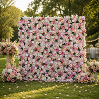 Mur de fleurs artificielles roses en gros, toile de fond en fleurs de soie artificielles, décoration d'événements, mur de fleurs artificielles