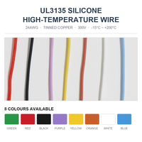 Fil de cuivre étamé toronné UL3135 AWG24 isolé en caoutchouc silicone, câble à crochet 300V 200°C haute température pour appareils électroniques et LED FT2