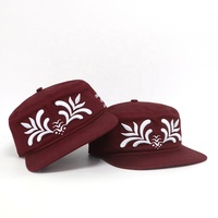 Casquettes Snapback Bordeaux Personnalisées avec Logo Brodé Floral, Vente Directe Usine, Chapeaux Pillbox Vintage Streetwear en Coton à Visière Plate
