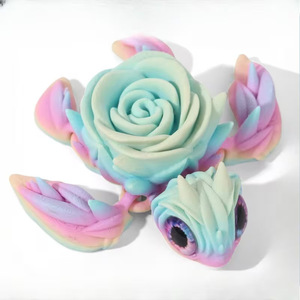 Modèle de tortue rose à yeux simulés imprimé en 3D avec plusieurs articulations mobiles SDK70, décoration de bureau parfaite et cadeau pour amis - Product Image 1