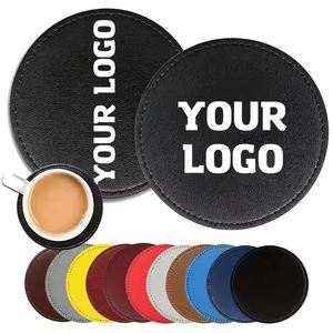 Sous-verres en cuir personnalisés avec logo gravé au laser, double face, en similicuir, pour boissons - Product Image 2