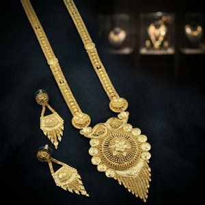 Collares largos de diseño floral tradicional chapados en oro de 14K, 18K, 24K al por mayor, joyería de moda, collares largos de oro micronizado. - Product Image 3
