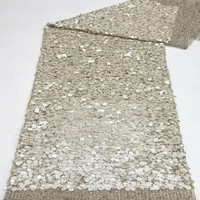 Nouveau tissu à carreaux avec broderie de paillettes de 5+9+12 mm pour robes, gowns, vestes, vêtements de mode, chaussures, sacs, chapeaux et matériaux à paillettes