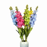 Bunga Delphinium Buatan Tunggal Warna Ungu, Bunga Hyacinth Sutra Palsu, Dekorasi Rumah & Pernikahan, Produsen Grosir Cina