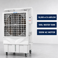 Refroidisseur d'air évaporatif portable OEM pour entrepôt et usine, 18000m³/h, 100L, sur pied, avec écran LCD