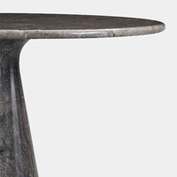 Table à manger en marbre veiné gris, piétement conique inversé unique, plateau rond, mobilier de salle à manger de luxe, maison de rêve
