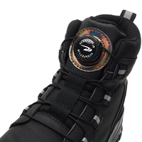 Chaussures de travail à bouton rotatif pour hommes, baskets de travail anti-perforation, chaussures de sécurité imperméables, bottes tactiques antidérapantes à embout en acier