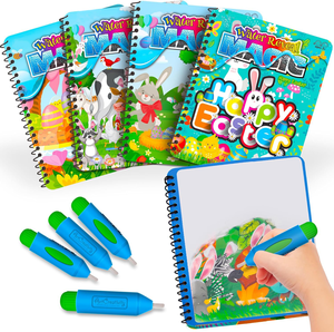 Ensemble de 4 livres de peinture à l'eau réutilisables, stylo sans bavure pour les tout-petits de 1 à 3 ans, dessin - Product Image 1