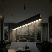 Spot LED linéaire noir anti-éblouissement à grille, multi-têtes, pour bureau, couloir, commerce et décoration intérieure