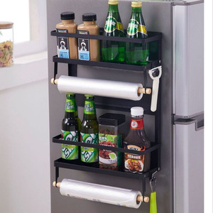 Organizzatore Magnetico per Frigorifero Personalizzato Portaspezie con Portarotolo e Ganci Mensola Magnetica a 4 Ripiani per Cucina - Product Image 5