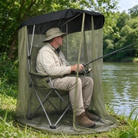 Moustiquaire portable pliable pour chaise, protection respirante en maille anti-insectes pour pêche en extérieur, camping, terrasse, chaise non incluse
