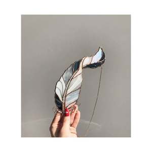 Tentures murales grises plumes lumière s'accrochent pendentif plumage jarretelle vitrail attrape-soleil décor à la maison - Product Image 3