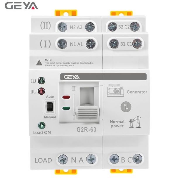 GEYA OEM ODM G2R 220V 50A 4P Generator ATS Controller Daul Power Changeover Automatic Transfer Ats Din Rail Switching 63A 4P