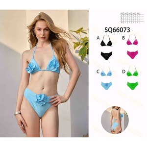 Set Bikini HDJ con Applicazione Floreale 3D Blu Taglia 42 44 46 48 per Abbigliamento da Spiaggia - Product Image 3