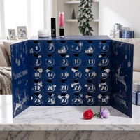 Boîte de calendrier de l'avent de Noël bleu marine, personnalisée, avec 30 petits tiroirs, emballage cadeau en papier pour chocolats et bonbons