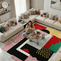 Tapis d'art design moderne, tapis faits main sur mesure, 100% laine importée de Nouvelle-Zélande, tissage plat tufté à la main, tapis de salon