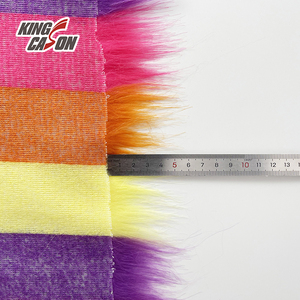 Kingcason China Factory 100% poliéster colorido Arco Iris rayas Pelo Largo perro piel sintética tela para damas ropa abrigo chaqueta Juguetes - Product Image 4