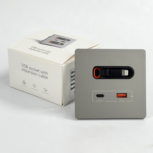 Đa chức năng điện tường Bảng điều chỉnh ổ cắm với có thể thu vào sạc cáp điện USB Loại C tường ổ cắm - Product Image 4