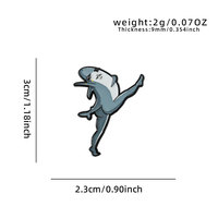 Broche en émail en gros, personnalisable, en stock, motif requin dansant amusant, badge métallique, broche de revers mignonne animal marin