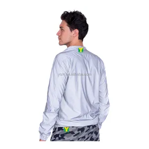 衣類ジャケット用グレーリサイクルソフト反射生地高視認性ソフトカラーシルバー100% レトロタフタ生地プレーンYSM