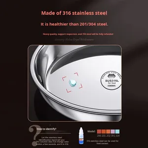 Bandeja Redonda de Acero Inoxidable 316 de Grado Alimenticio, Diseño Moderno y Minimalista, Plato Grande para Desayuno, para Uso Doméstico - Product Image 4