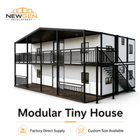 Casa Prefabricada Moderna de Dos Pisos NewGen, Paneles Blancos, Marco Negro, Casa Modular de Acero Tipo Contenedor, Garantía de 5 Años, Resistente al Fuego