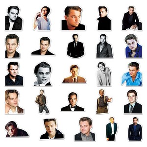 สติกเกอร์ไดคัทสำหรับตกแต่งแล็ปท็อปแบบมีกาวในตัวสติกเกอร์ PVC ไวนิลนักแสดงเลโอนาร์โดแบบหล่อ50ชิ้น - Product Image 3