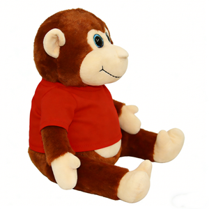Customized Brown <b>Monkey</b> Plush <b>Toy</b> Soft Stuffed Animal Red Shirt 31cm-50cm For Kids Age 2-4 Years Unisex Gift - Product Image 1