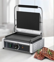 Nouvelle machine à panini électrique commerciale en acier inoxydable avec plaques de cuisson antiadhésives, haute productivité