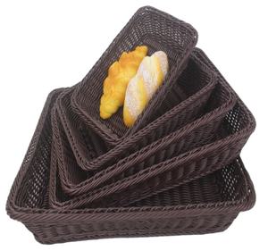Plateau de service en <span class=keywords><strong>rotin</strong></span> rond en osier pour pain aux fruits Panier de service tissé à la main avec poignées Panier de rangement tissé pour restaurant naturel - Product Image 1