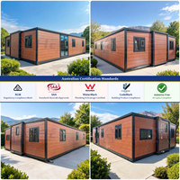 Maison conteneur préfabriquée extensible de 40 pieds ou 20 pieds, normes australiennes, densité 1000 kg/m³, 2 chambres, 1 salle de bain, isolée
