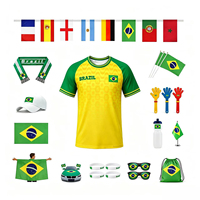 T-shirt Commémoratif de Supporter de l'Équipe du Brésil à Manches Courtes pour Événement de Football, Coupe Américaine, en Polyester/Coton, Coupe Ample, Brodé