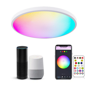 Iluminação de teto inteligente alexa tuya rgbcw, luz de painel de luz ambiente para sala 24w 1600lm, funciona com wi-fi, app, controle de voz, lâmpada de teto - Product Image 1