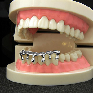Fashion Halloween <strong>Costume</strong> <strong>Jewelry</strong> Rapper's Cool Body <strong>Jewelry</strong> Hiphop Grillz <strong>Gold</strong> Plated Water Drop Bottom Teeth Grillz - Product Image 4