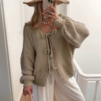 Hochwertige Maßgefertigte Damen 100% Baumwolle Lässige Strickjacke Langarm Rundhals Slim Fit mit Einknopfverschluss Herbst