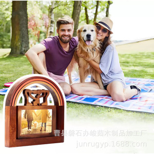 Wooden Pet Photo <b>Frame</b> Rainbow Shape Solid Wood Handmade Tabletop Decoration For Cat Dog Growth Commemoration - Product Image 4