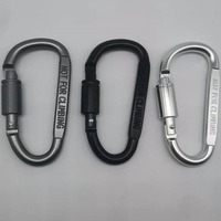 Mousqueton de sport en alliage d'aluminium multifonctionnel HT Factory Supply, 8 cm, verrouillable, en forme de D aplatie, couleur vive, avec longue écrouille, pour l'extérieur