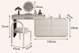 Mesa <span class=keywords><strong>de</strong></span> Maquillaje Moderna <span class=keywords><strong>con</strong></span> <span class=keywords><strong>Espejo</strong></span> LED Iluminado, Unidad <span class=keywords><strong>de</strong></span> Almacenamiento y Taburete, Muebles Duraderos para Dormitorio - Product Image 6