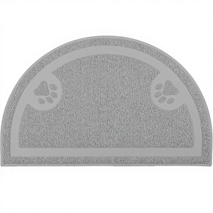 Alfombrillas de Lujo Semicirculares Grises Impermeables Antideslizantes Lavables de PVC para Recoger Arena de Gato, Control de Dispersión de Arena, Tapetes para Gatos - Product Image 1