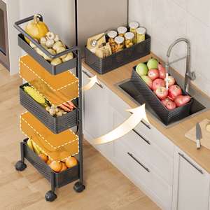 Carrito de Almacenamiento Metálico Multifuncional con Ruedas Giratorias de 360 Grados, Organizador Móvil Ajustable e Impermeable para Oficina en Casa - Product Image 2