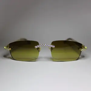Custom Pass Tester VVS Moissanite Iced Out Diamond Letter Logo Lens Colored Sunglasses Glasses Eyewear Jewelry For Men Women