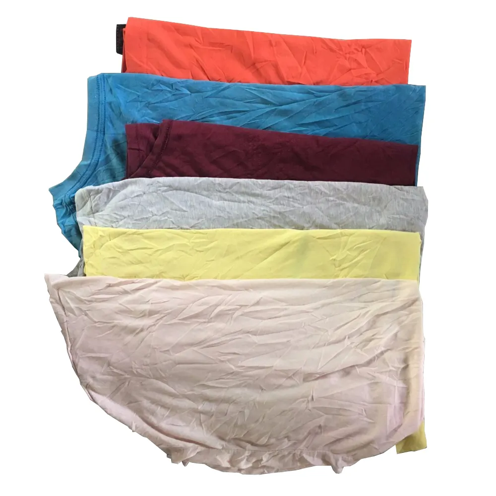 Trapos de algodón para limpieza de taller Industrial, camiseta de corte de Color mixto, venta al por mayor