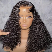 Perruques bouclées kinky vierges en gros, longues, pré-épilées, avec dentelle frontale 13x4, sans colle, dentelle HD, pour femmes noires, cheveux humains, marque RUBE