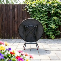 Table de patio ronde pliable en WPC avec cadre en aluminium moderne, imperméable, anti-UV, gain de place, pour extérieur, bistrot, café, balcon, jardin
