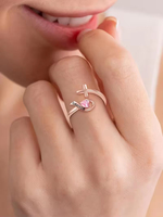 Bague en argent sterling 925 avec zircon et ruban rose, bijou ouvert pour femme, pour les survivantes du cancer du sein, cadeau de sensibilisation en gros